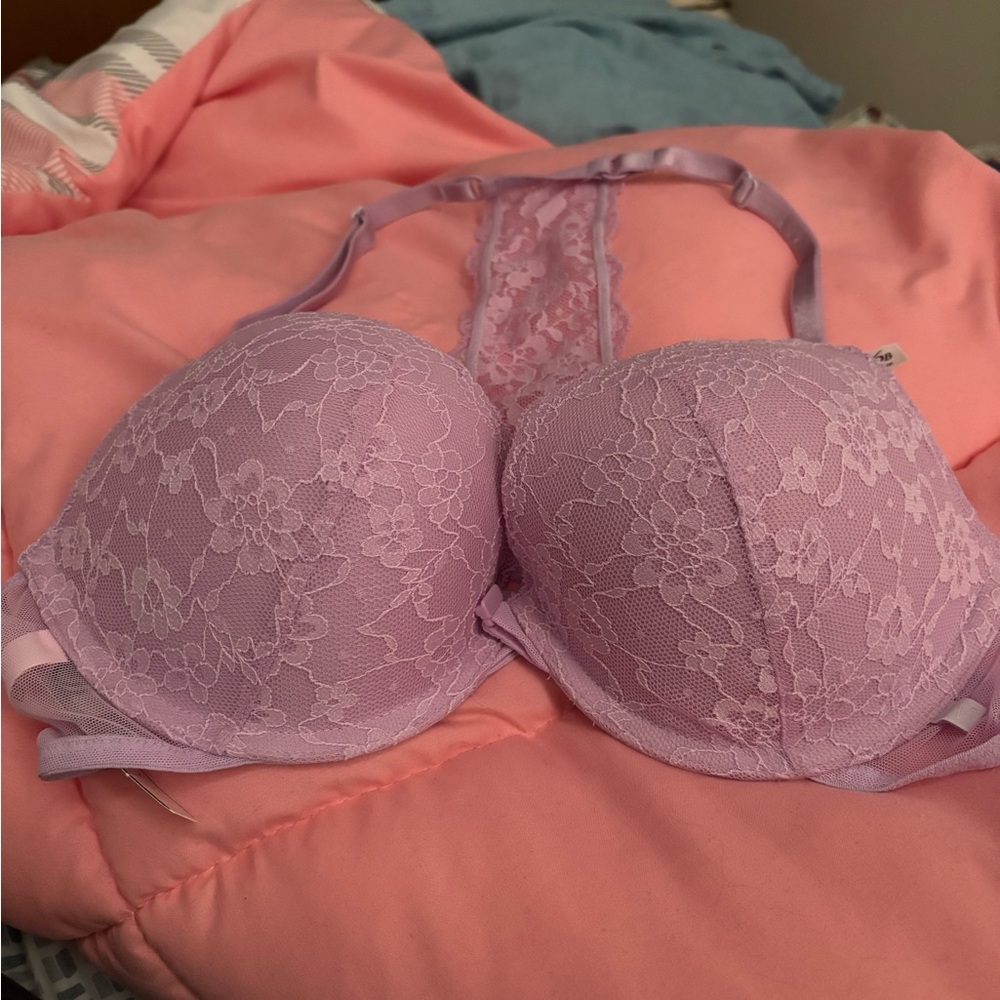 Lace Racerback Push-Up Bra - Lavender